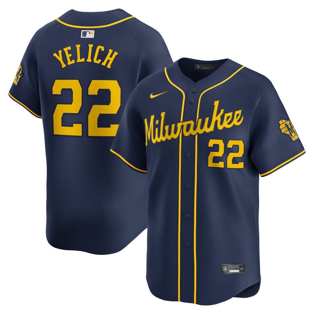 Milwaukee Brewers Christian Yelich Nike Alternate Limited Jersey - Navy
