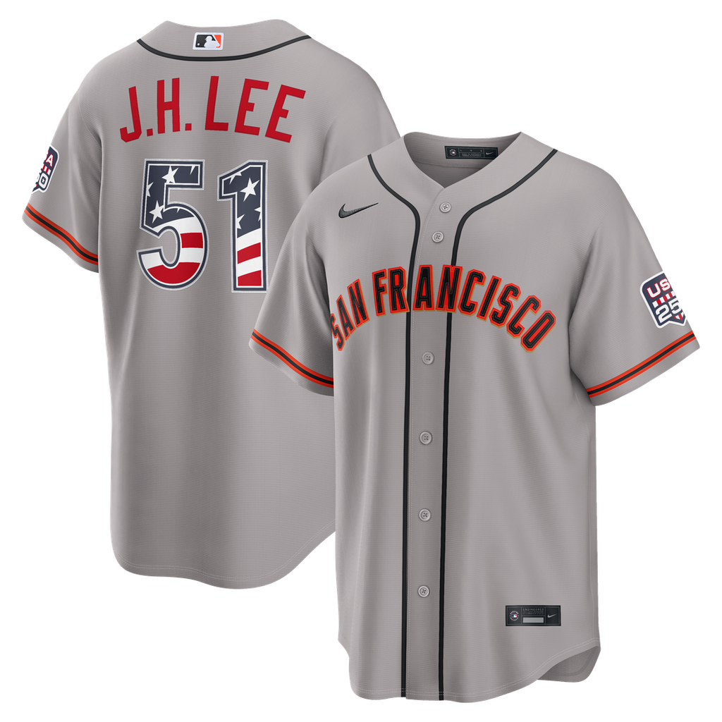 San Francisco Giants Jung Hoo Lee Nike USA 250 Fourth of July Road Stadium Jersey - Gray