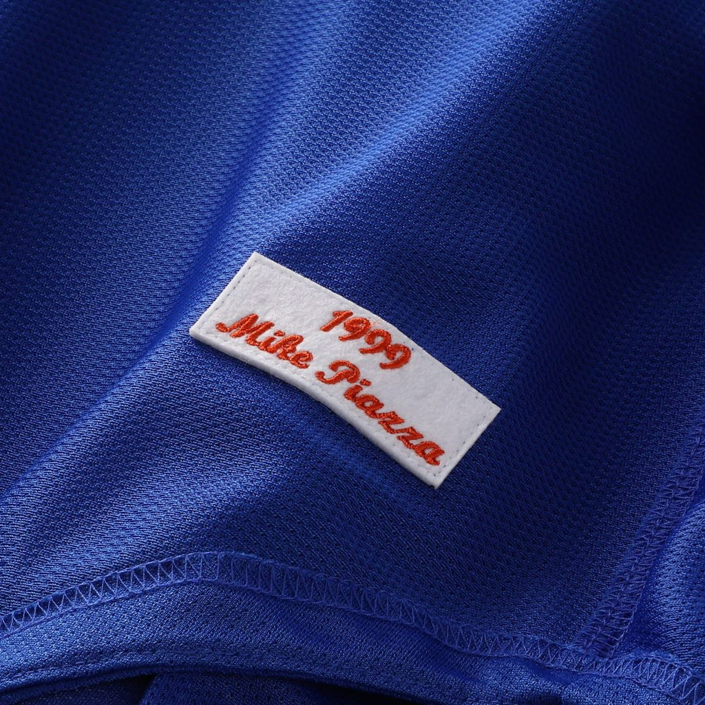 New York Mets Mike Piazza Mitchell & Ness Cooperstown Mesh Batting Practice Button-Up Jersey - Orange