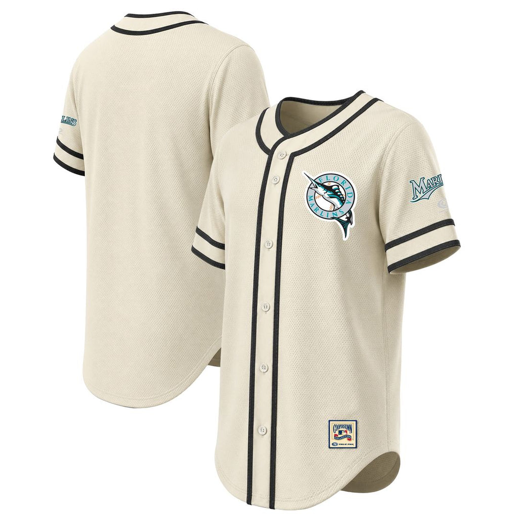 Miami Marlins Stitches Throwback Fashion Jersey - Natural