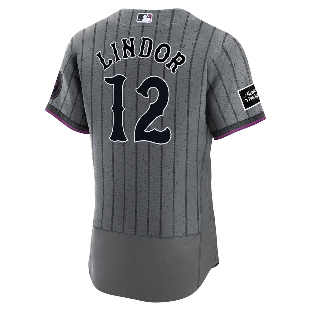 New York Mets Francisco Lindor Nike City Connect Authentic Sponsor Patch Jersey - Gray