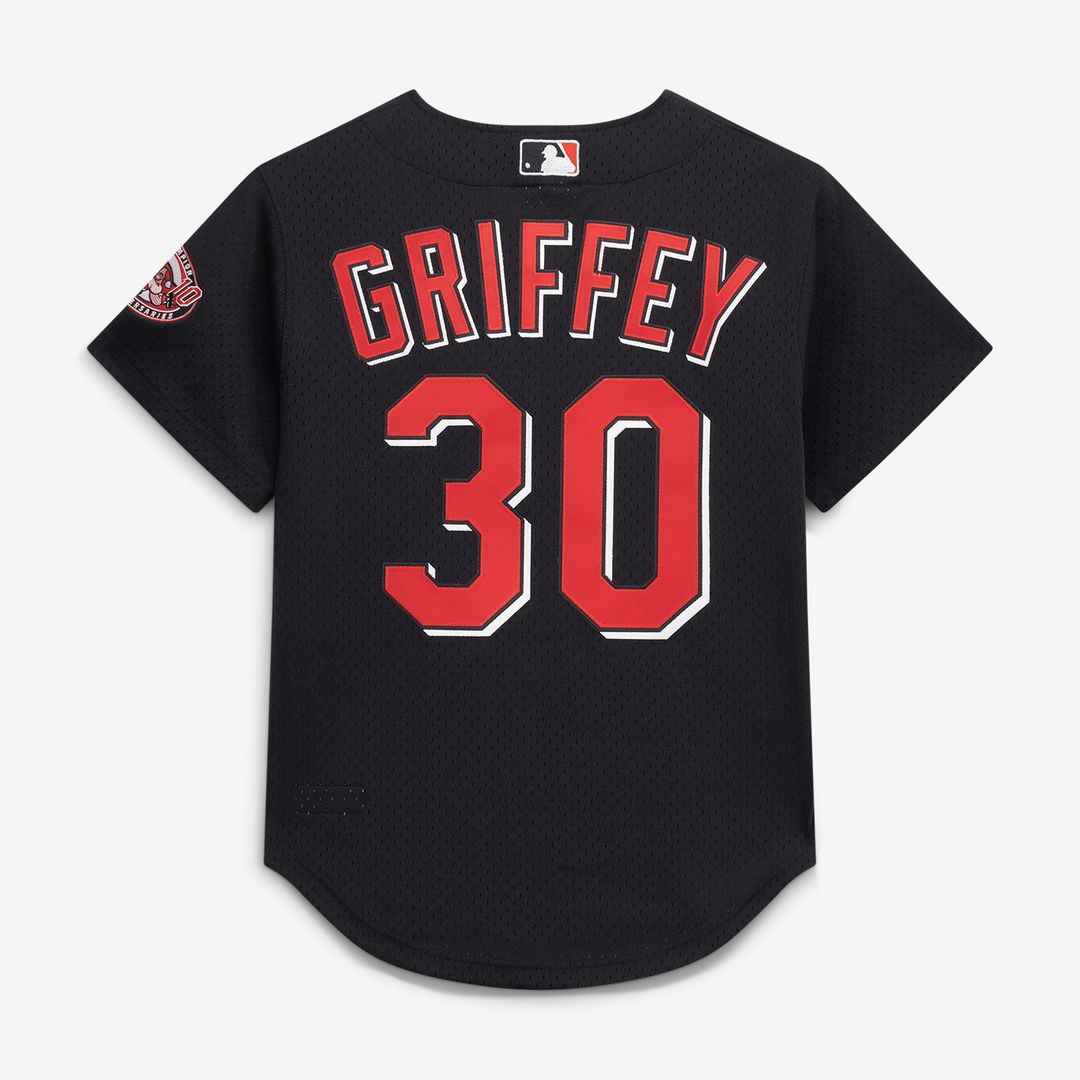 Cincinnati Reds Ken Griffey Jr. Mitchell & Ness Cooperstown Mesh Batting Practice Button-Up Jersey - Black