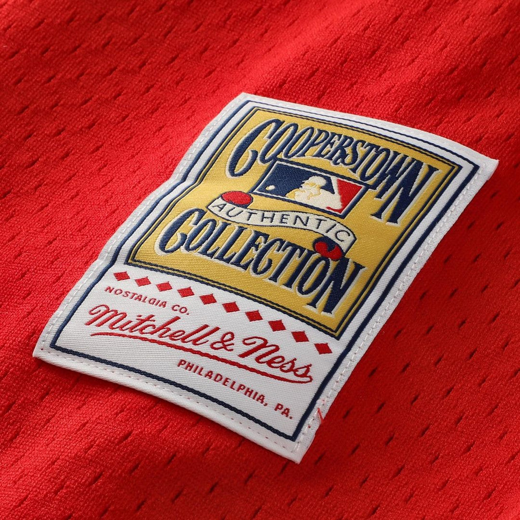 Philadelphia Phillies Jimmy Rollins Mitchell & Ness Cooperstown Mesh Batting Practice Button-Up Jersey - Red