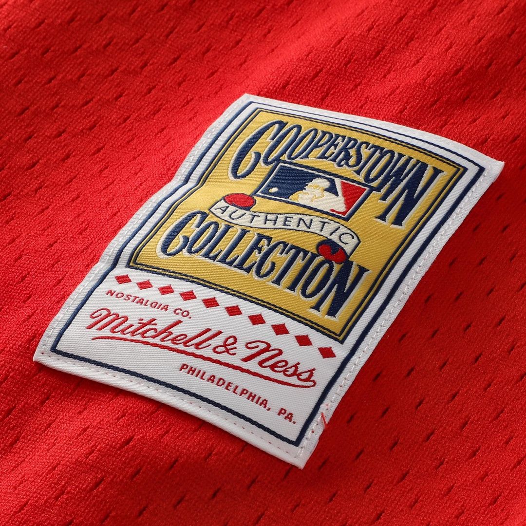 Philadelphia Phillies Jimmy Rollins Mitchell & Ness Cooperstown Mesh Batting Practice Button-Up Jersey - Red
