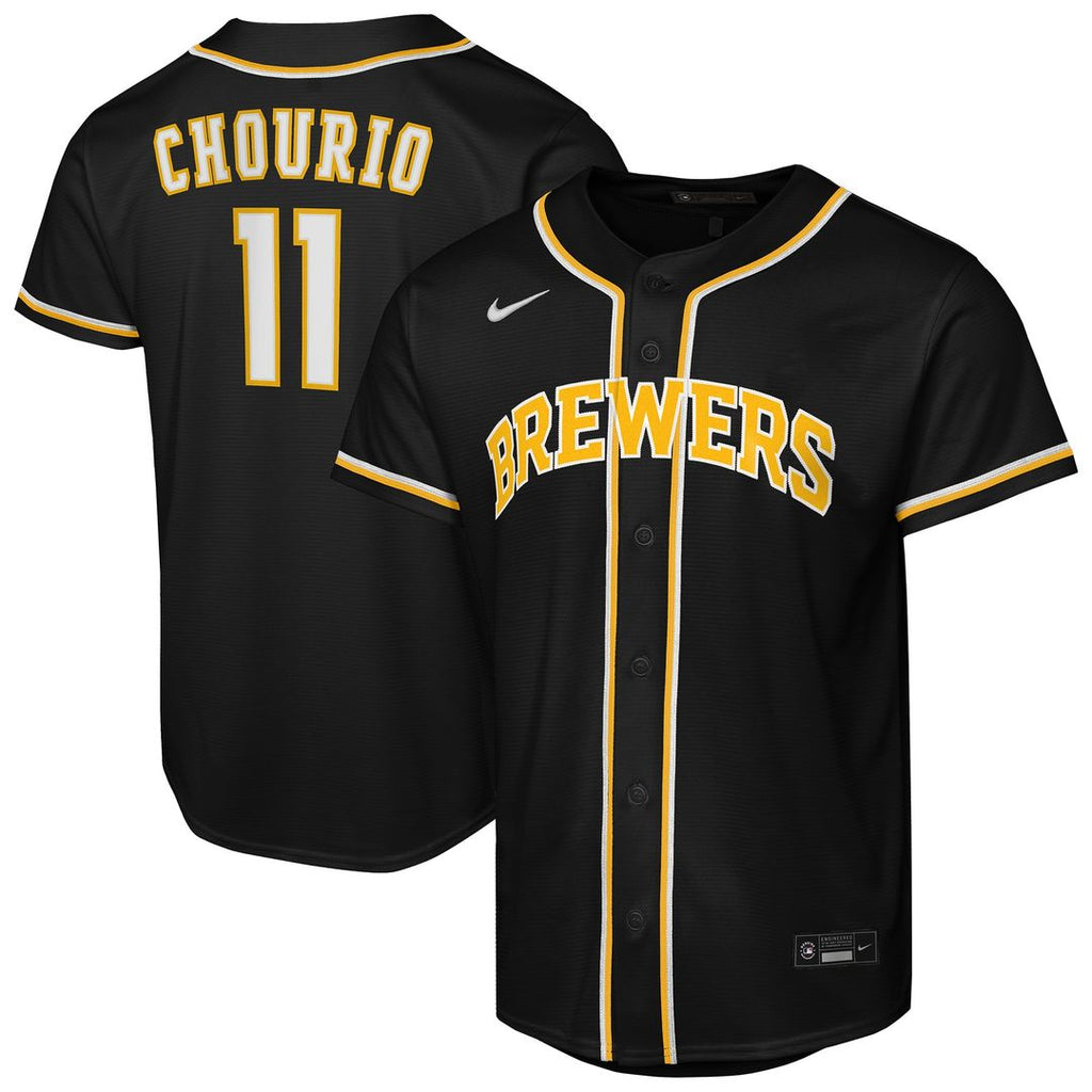 Milwaukee Brewers Jackson Chourio Nike Youth Fashion Replica Jersey - Black