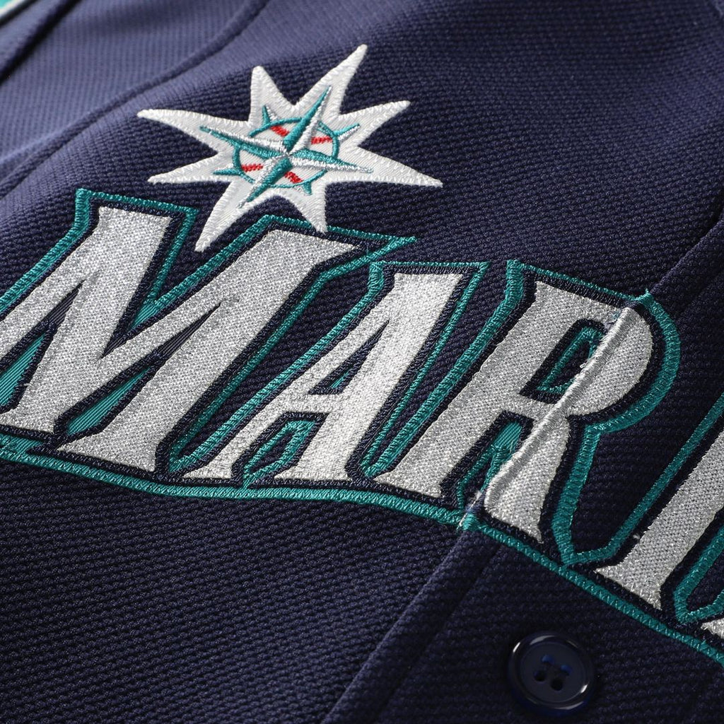 Seattle Mariners Ichiro Suzuki Mitchell & Ness 2006 Cooperstown Mesh Batting Practice Button-Up Jersey - Navy