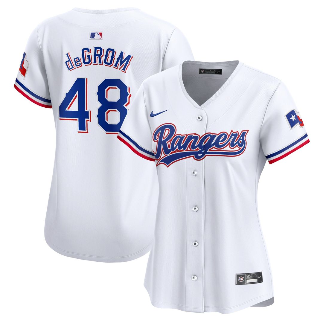 Texas Rangers Jacob deGrom Nike Women's Home Limited Jersey - White