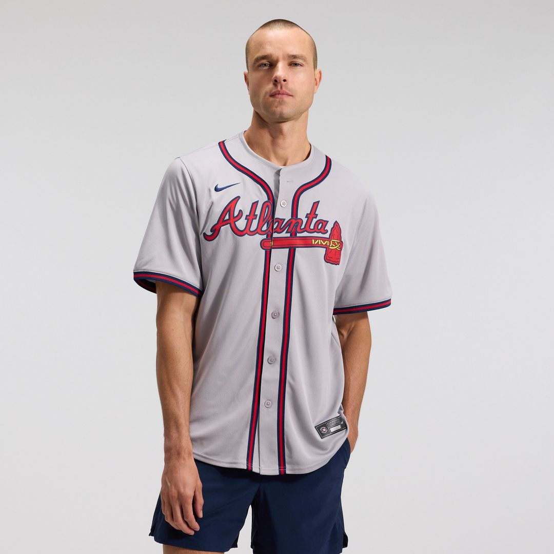 Atlanta Braves Ozzie Albies Nike Road Limited Jersey - Gray