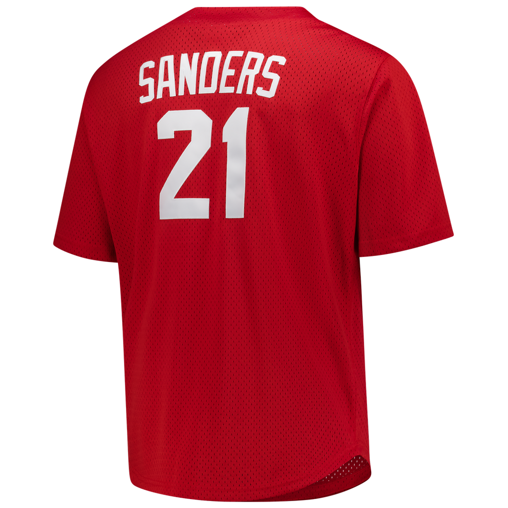 Cincinnati Reds Deion Sanders Mitchell & Ness Big & Tall Cooperstown Mesh Batting Practice Jersey - Red