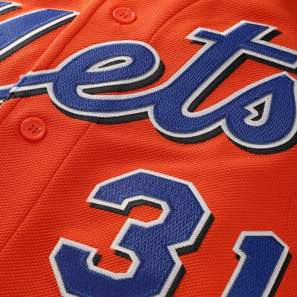 New York Mets Mike Piazza Mitchell & Ness Cooperstown Mesh Batting Practice Button-Up Jersey - Orange