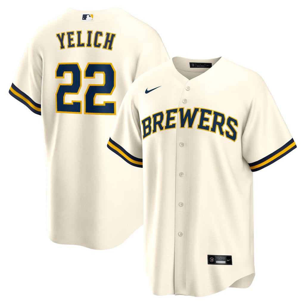 Milwaukee Brewers Christian Yelich Nike Home Replica Jersey - Cream