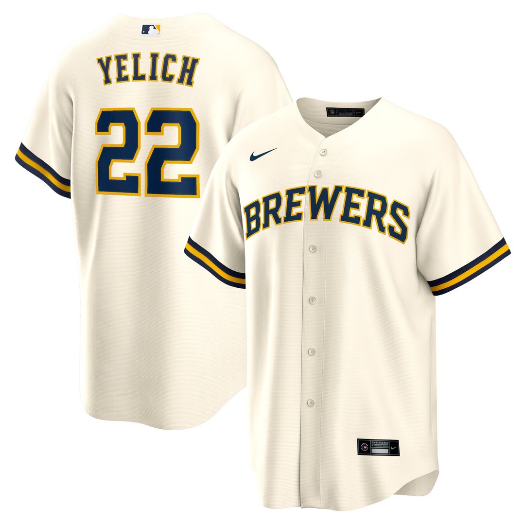Milwaukee Brewers Christian Yelich Nike Home Replica Jersey - Cream
