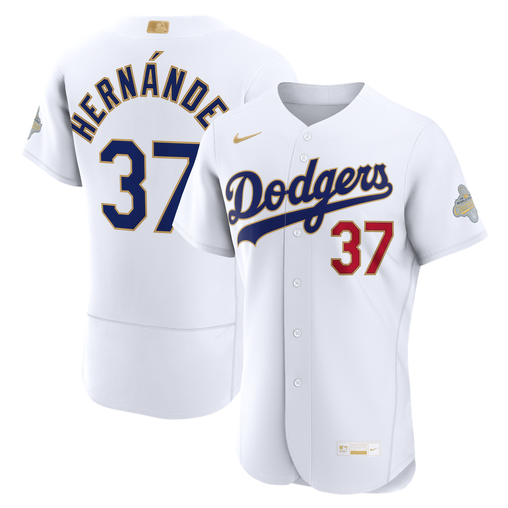 Los Angeles Dodgers Teoscar Hernández Nike 2026 Gold Collection Authentic Jersey - White