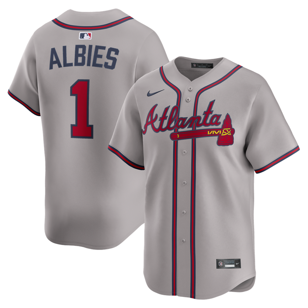 Atlanta Braves Ozzie Albies Nike Road Limited Jersey - Gray