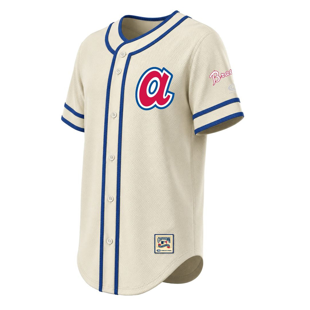Atlanta Braves Stitches Throwback Fashion Jersey - Natural