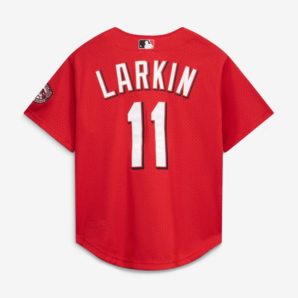 Cincinnati Reds Barry Larkin Mitchell & Ness Throwback Cooperstown Mesh Batting Practice Jersey - Red