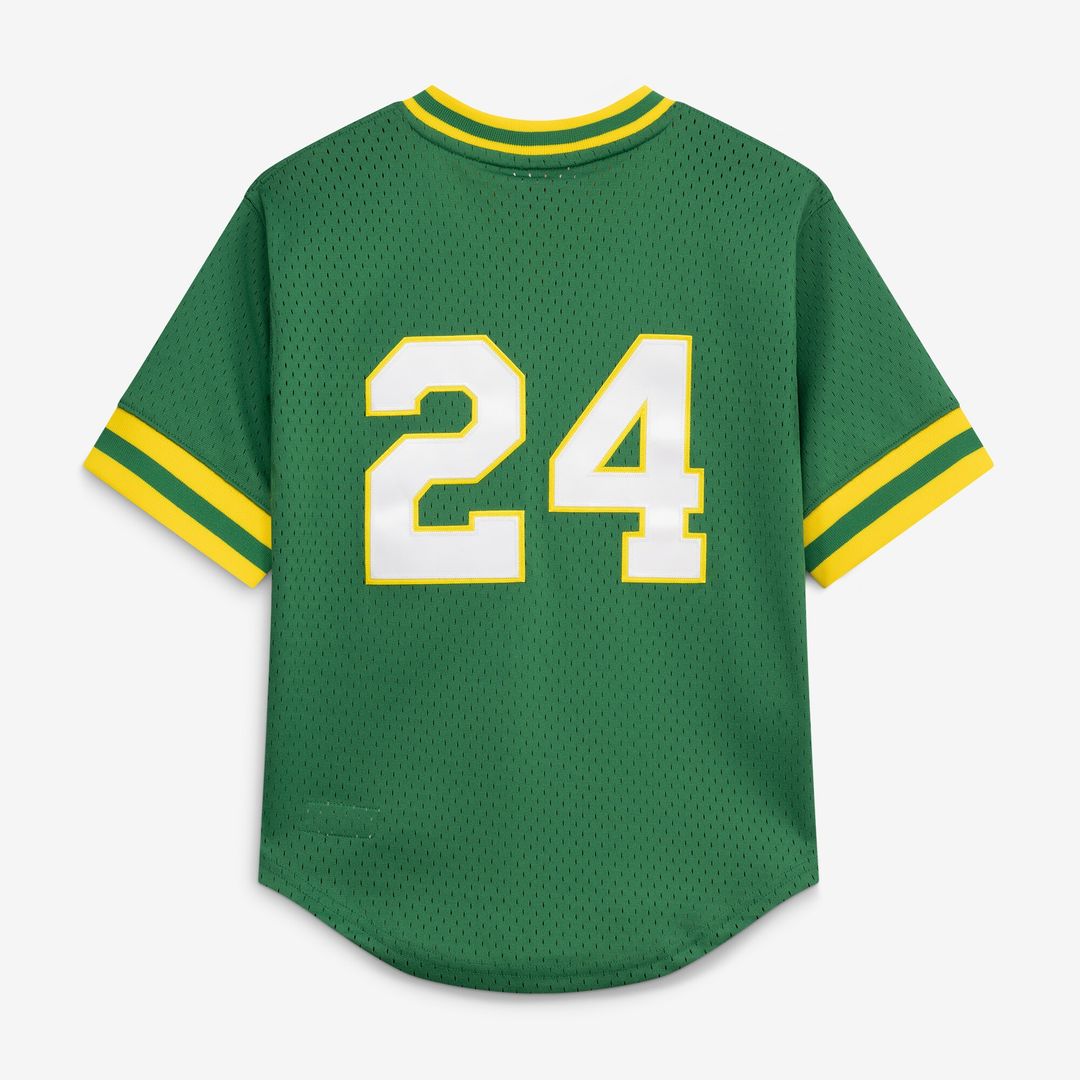Athletics Rickey Henderson Mitchell & Ness Youth Cooperstown Mesh Batting Practice Jersey - Green