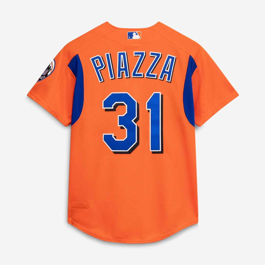New York Mets Mike Piazza Mitchell & Ness Cooperstown Mesh Batting Practice Button-Up Jersey - Royal