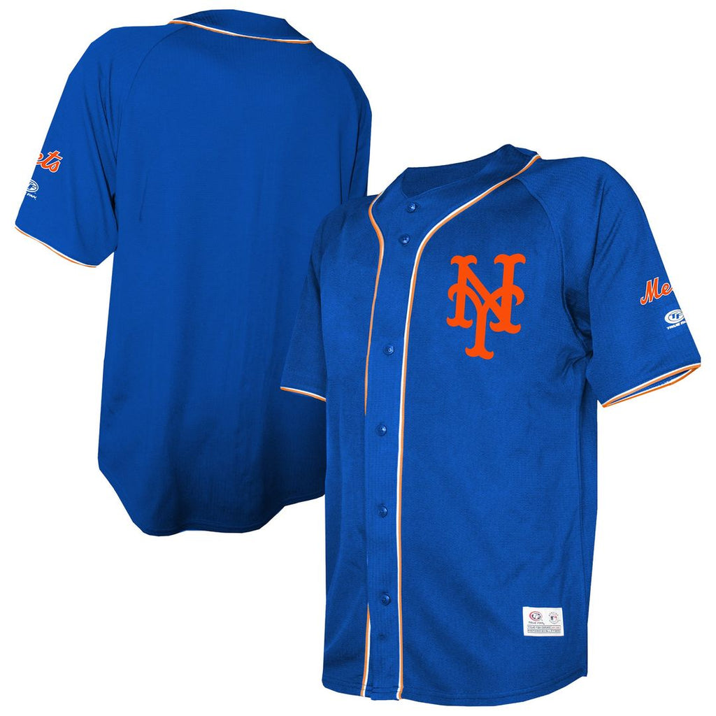 New York Mets Stitches Team Color Full - Button Fashion Jersey - Royal