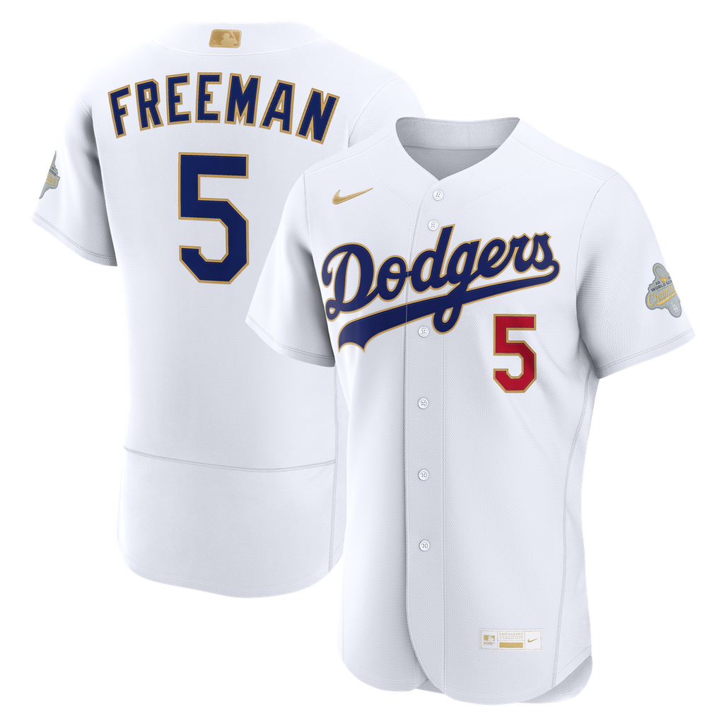 Los Angeles Dodgers Freddie Freeman Nike 2026 Gold Collection Authentic Jersey - White
