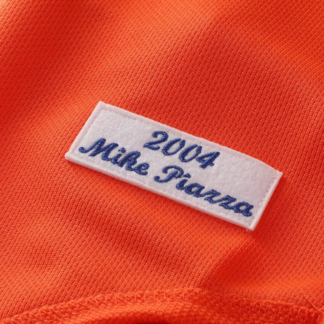 New York Mets Mike Piazza Mitchell & Ness Cooperstown Mesh Batting Practice Button-Up Jersey - Orange