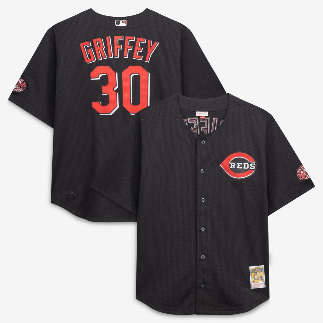Cincinnati Reds Ken Griffey Jr. Mitchell & Ness Big & Tall Cooperstown Mesh Batting Practice Jersey - Black