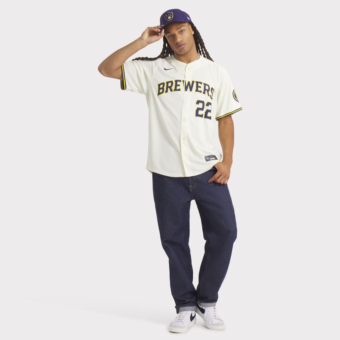 Milwaukee Brewers Christian Yelich Nike Home Limited Jersey - Cream