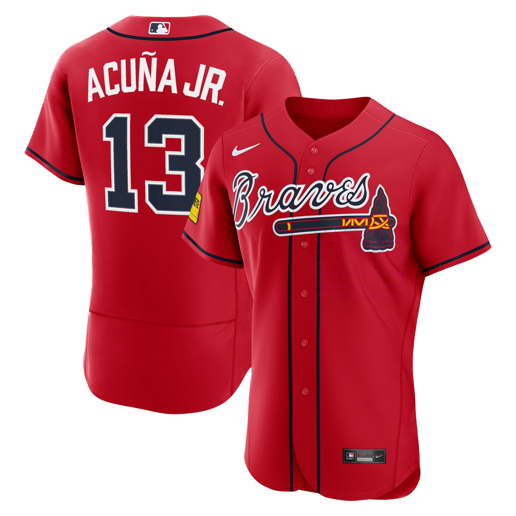 Atlanta Braves Ronald Acuña Jr. Nike Alternate Authentic Sponsor Patch Jersey - Red