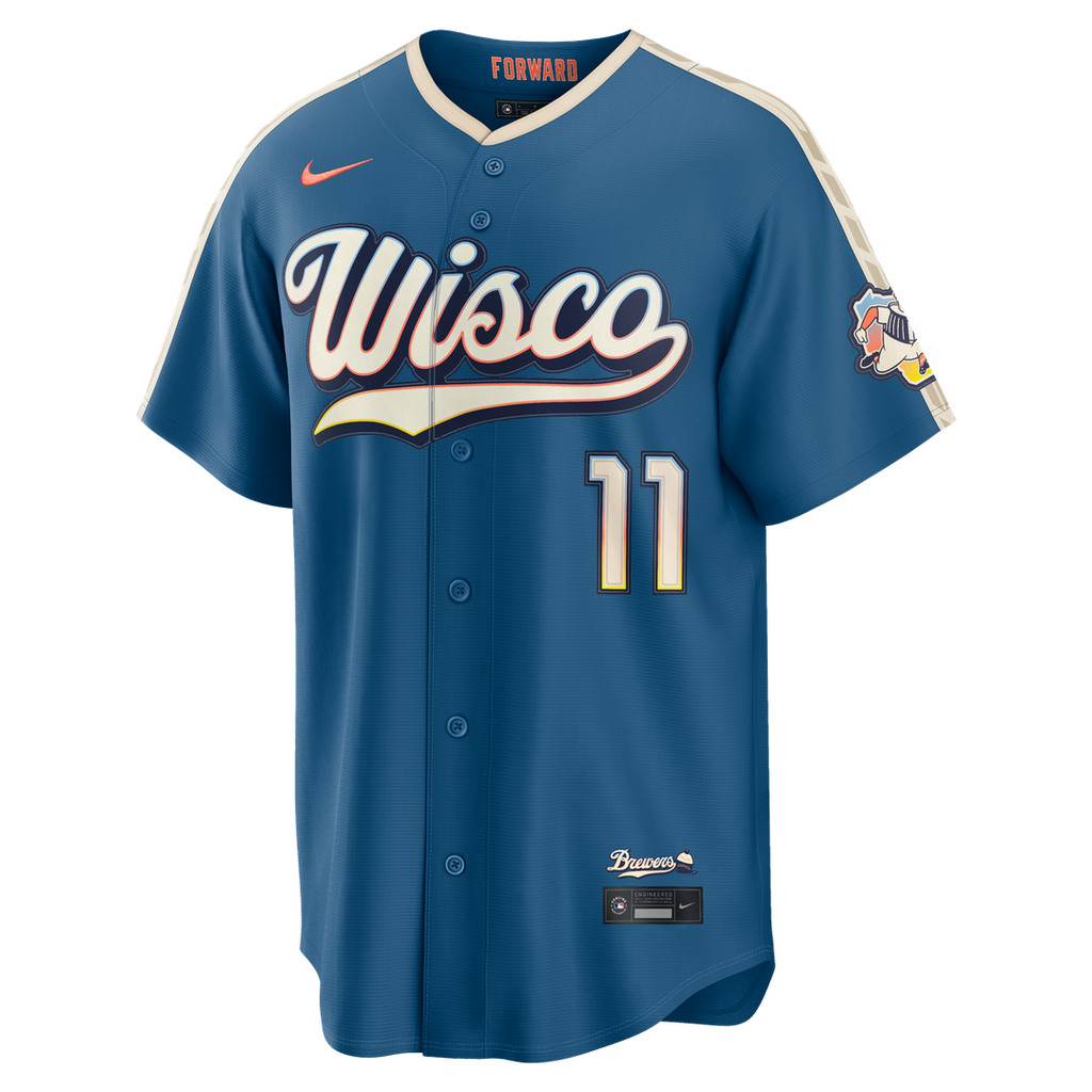 Milwaukee Brewers Jackson Chourio Nike 2026 City Connect Stadium Jersey - Mineral Blue