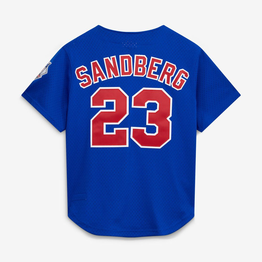 Chicago Cubs Ryne Sandberg Mitchell & Ness Cooperstown 1997 Mesh Batting Practice Button-Up Jersey - Royal
