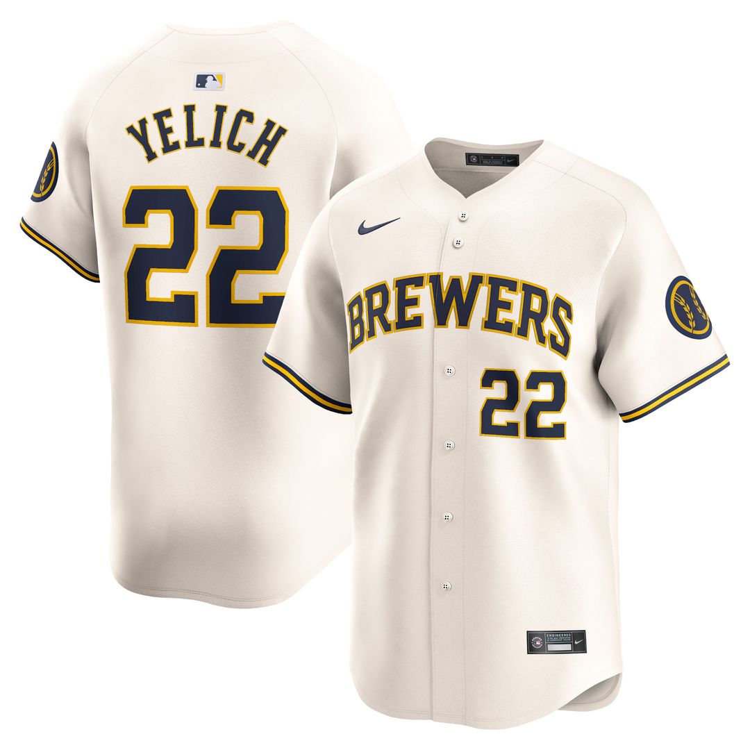 Milwaukee Brewers Christian Yelich Nike Home Limited Jersey - Cream