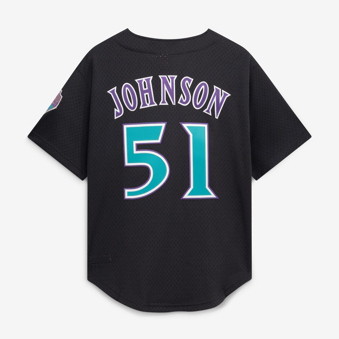 Arizona Diamondbacks Randy Johnson Mitchell & Ness Cooperstown Mesh Batting Practice Button-Up Jersey - Black