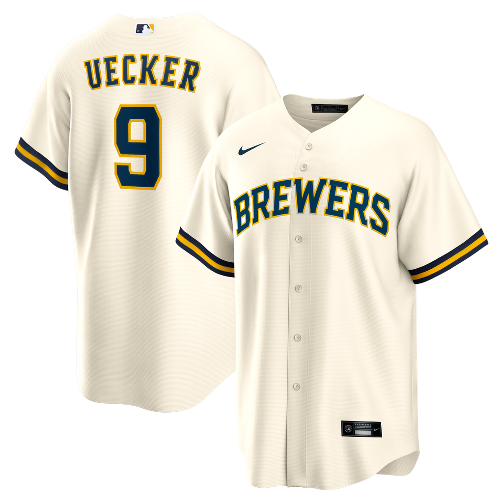 Milwaukee Brewers Bob Uecker Nike Home Retired Replica Jersey - Cream