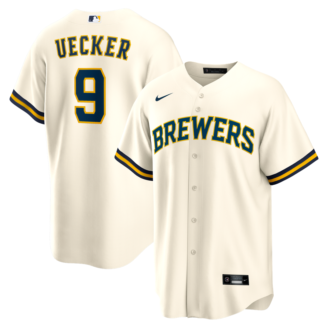 Milwaukee Brewers Bob Uecker Nike Home Retired Replica Jersey - Cream