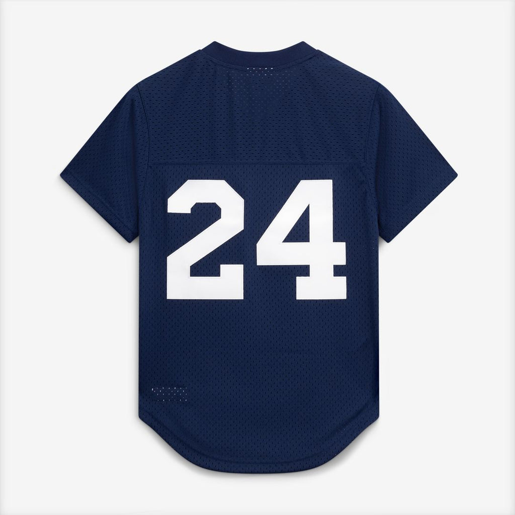 New York Yankees Rickey Henderson Mitchell & Ness Cooperstown Mesh Batting Practice Button-Up Jersey - Navy