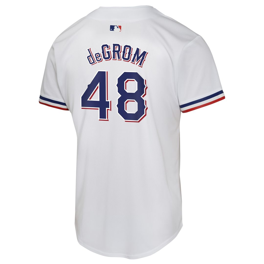 Texas Rangers Jacob deGrom Nike Youth Home Game Jersey - White