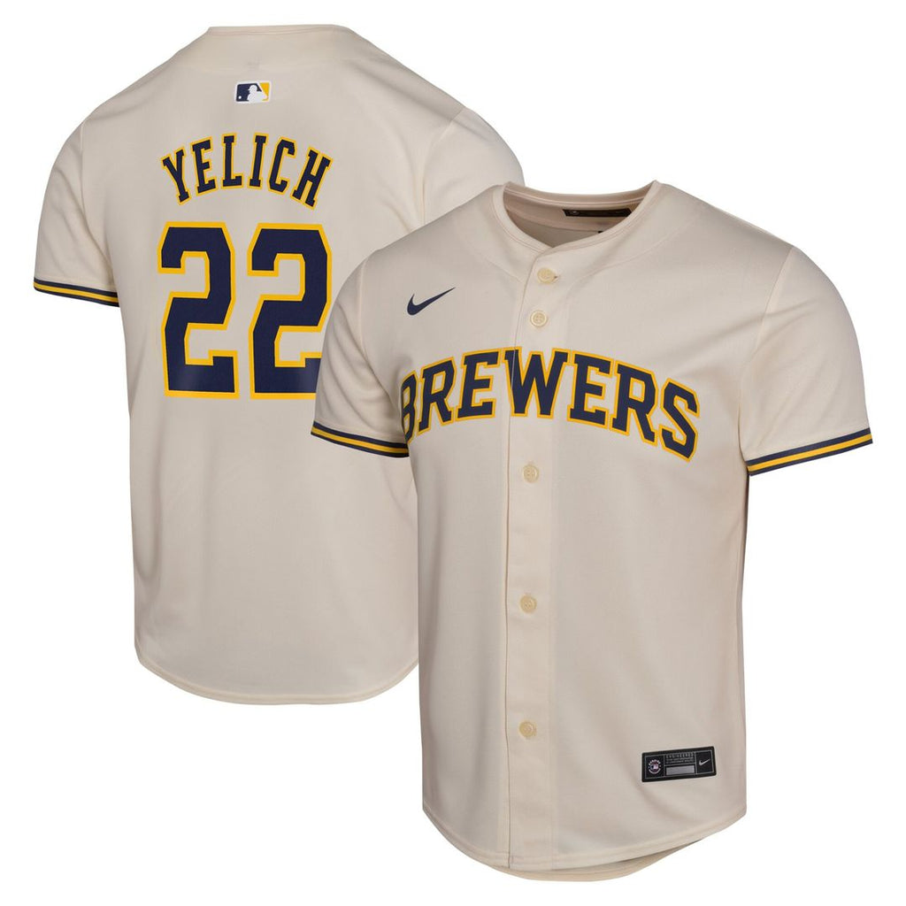 Milwaukee Brewers Christian Yelich Nike Youth Home Game Jersey - Cream
