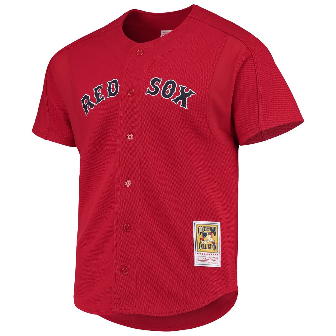 Boston Red Sox David Ortiz Mitchell & Ness Cooperstown Mesh Batting Practice Button-Up Jersey - Red