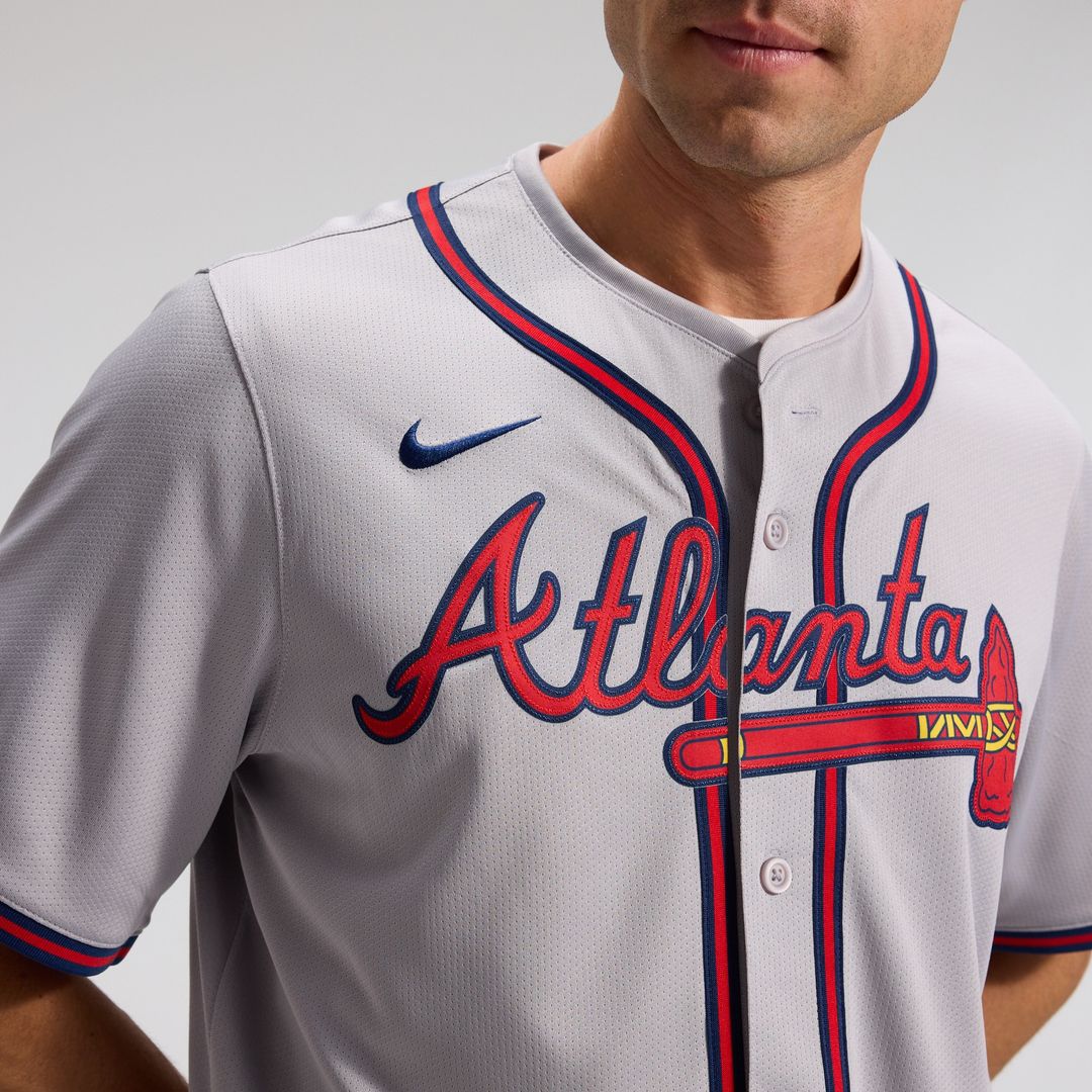 Atlanta Braves Ozzie Albies Nike Road Limited Jersey - Gray