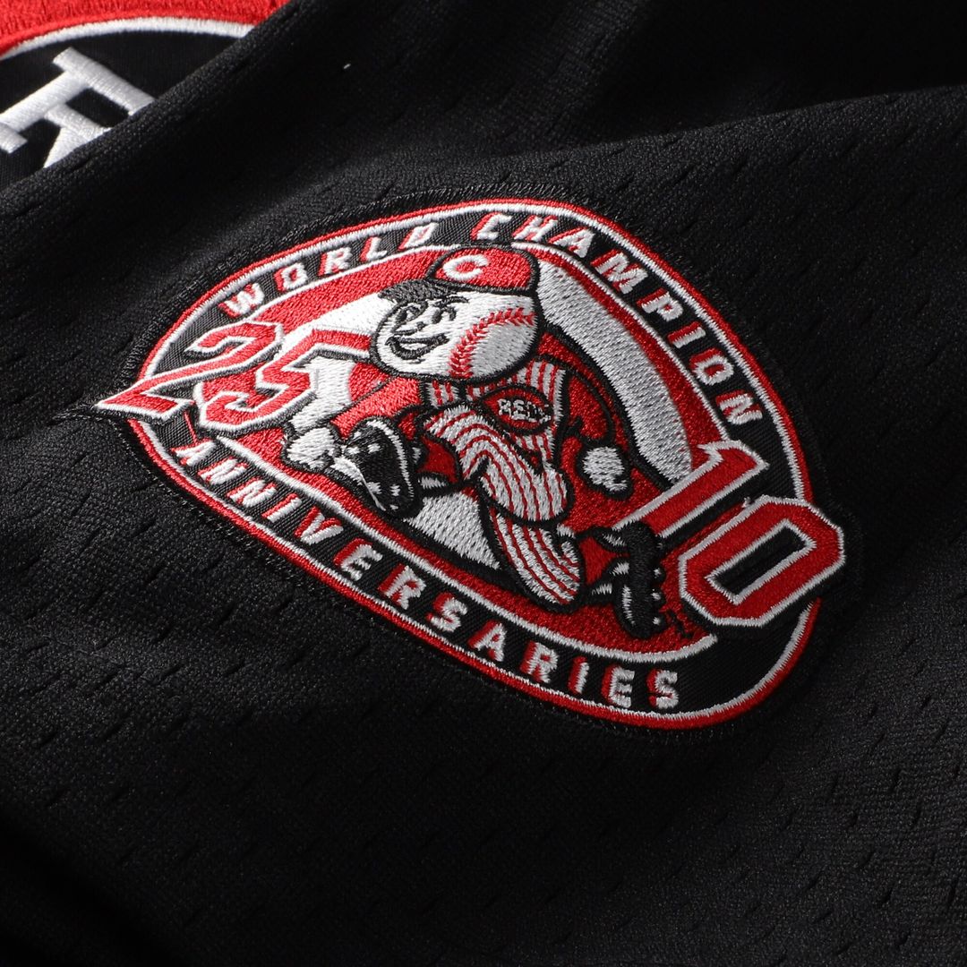 Cincinnati Reds Ken Griffey Jr. Mitchell & Ness Cooperstown Mesh Batting Practice Button-Up Jersey - Black