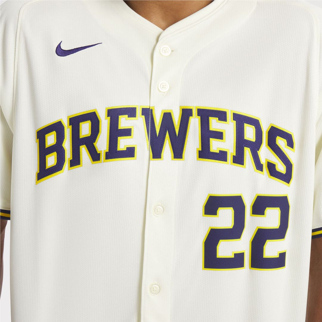 Milwaukee Brewers Christian Yelich Nike Home Limited Jersey - Cream