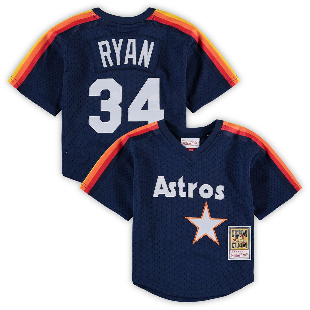 Houston Astros Nolan Ryan Mitchell & Ness Preschool & Toddler Cooperstown Mesh Batting Practice Jersey - Navy