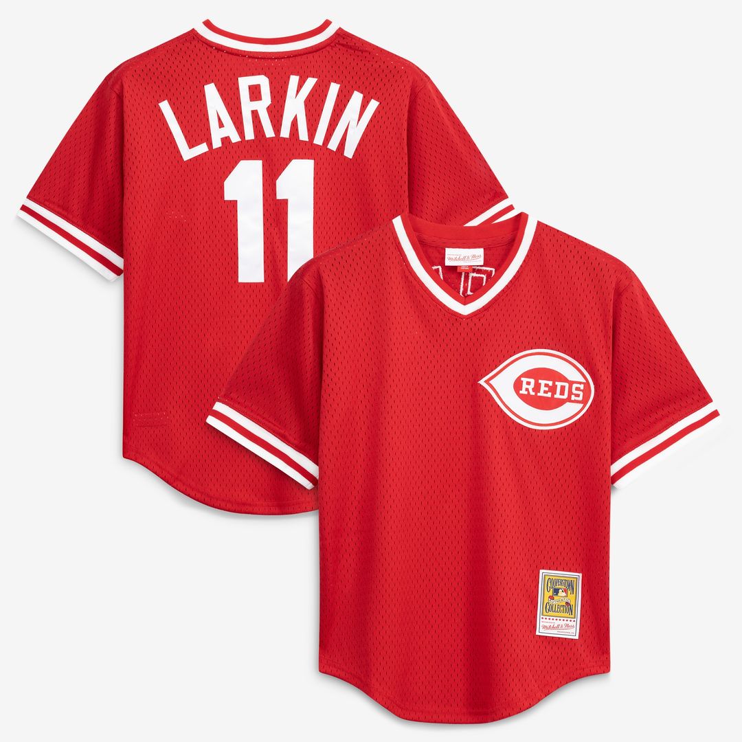 Cincinnati Reds Barry Larkin Mitchell & Ness Authentic Batting Practice Jersey - Red