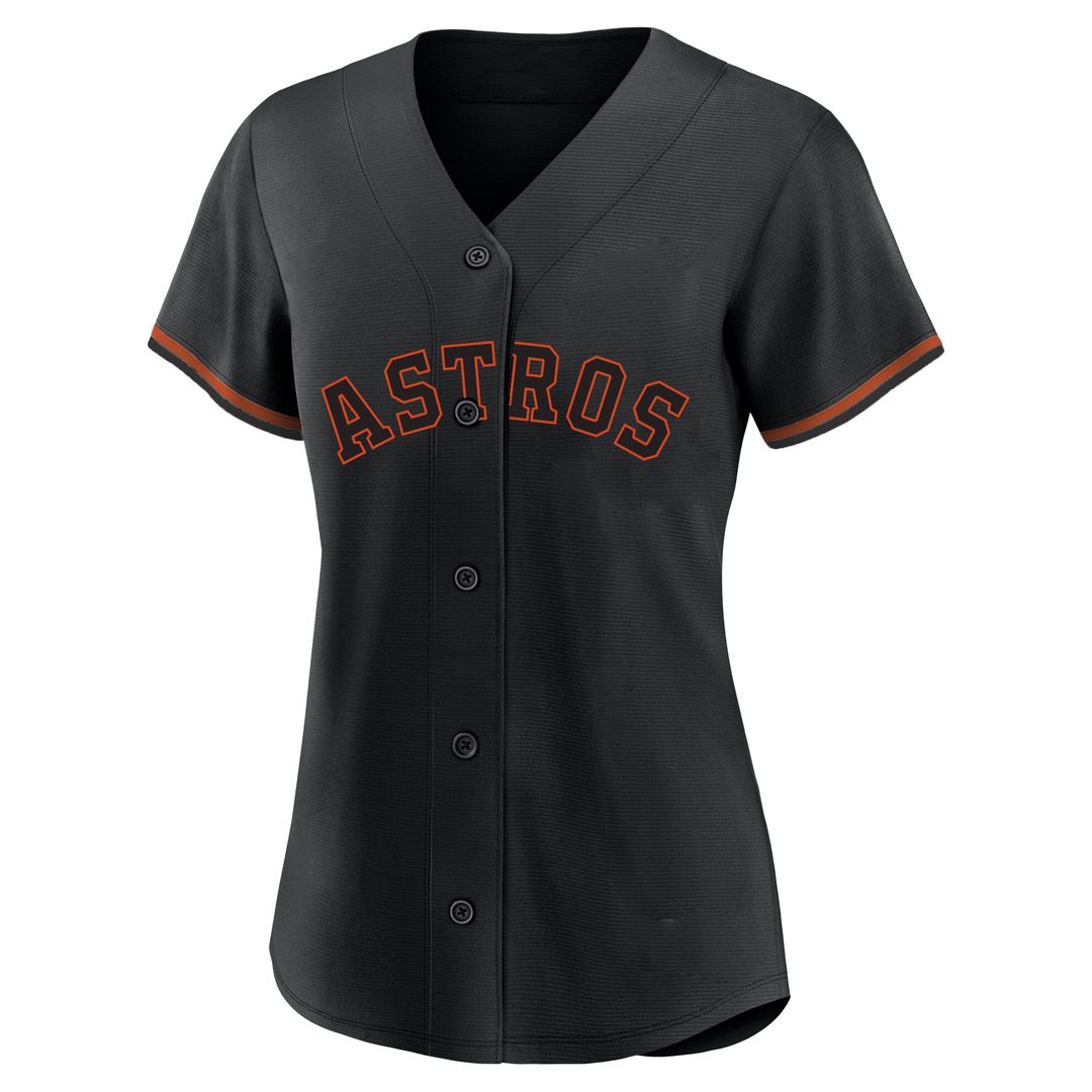 Houston Astros Jose Altuve Profile Women's Plus Size Player Name & Number Fashion Jersey - Black