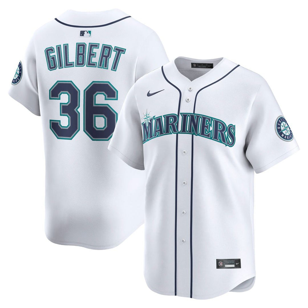 Seattle Mariners Logan Gilbert Nike Home Limited Jersey - White