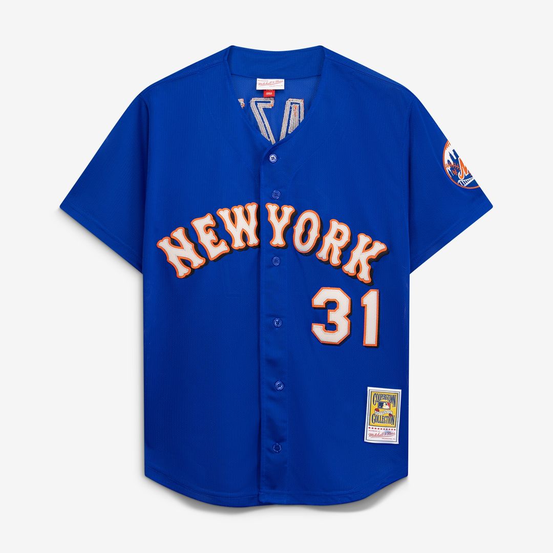 New York Mets Mike Piazza Mitchell & Ness Cooperstown Mesh Batting Practice Button-Up Jersey - Royal