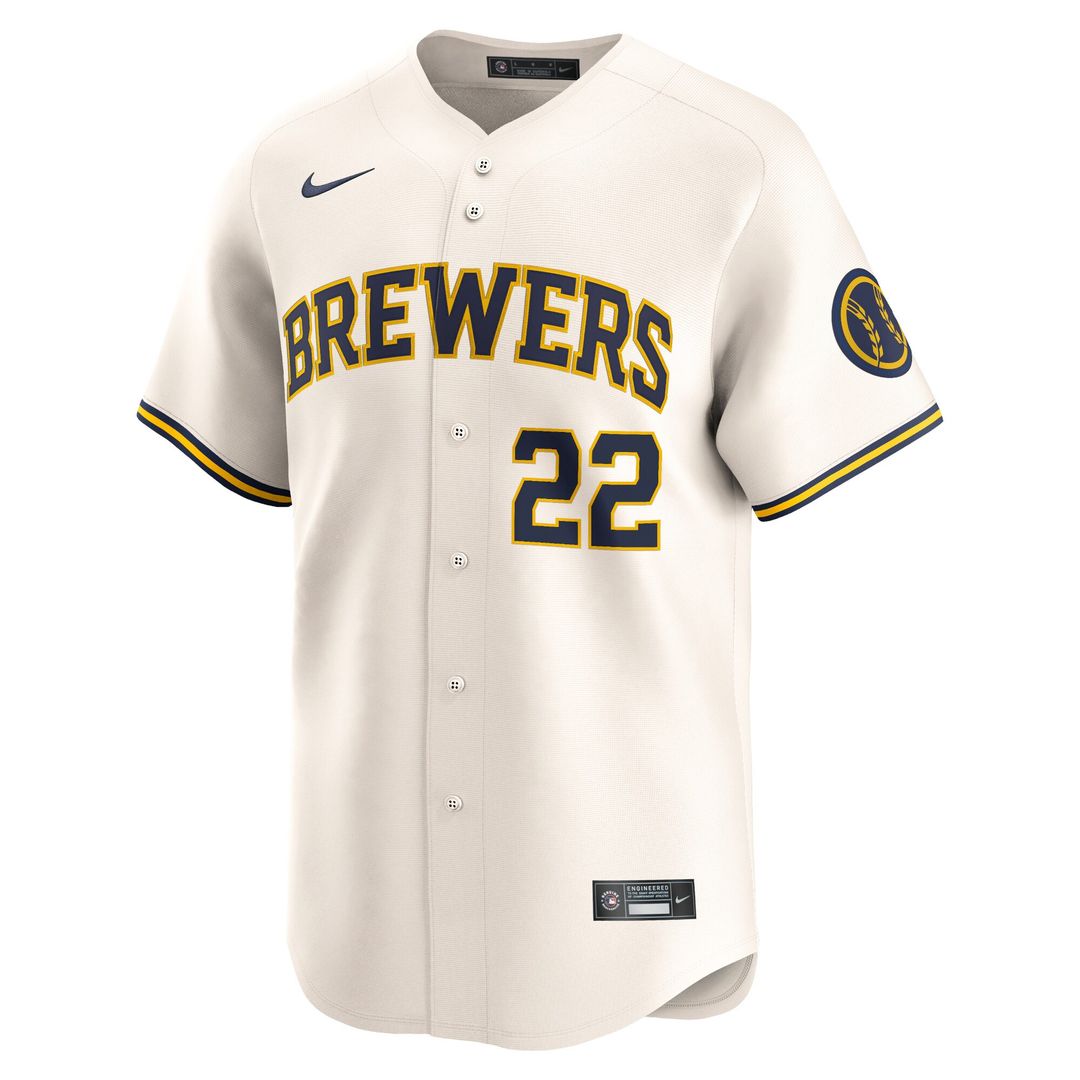 Milwaukee Brewers Christian Yelich Nike Home Limited Jersey - Cream