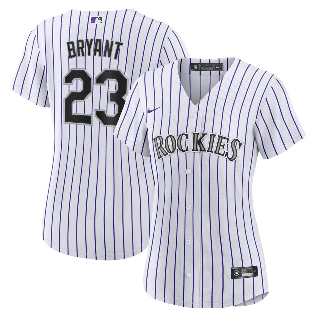 Colorado Rockies Kris Bryant Nike Women's Replica Jersey - White/Purple
