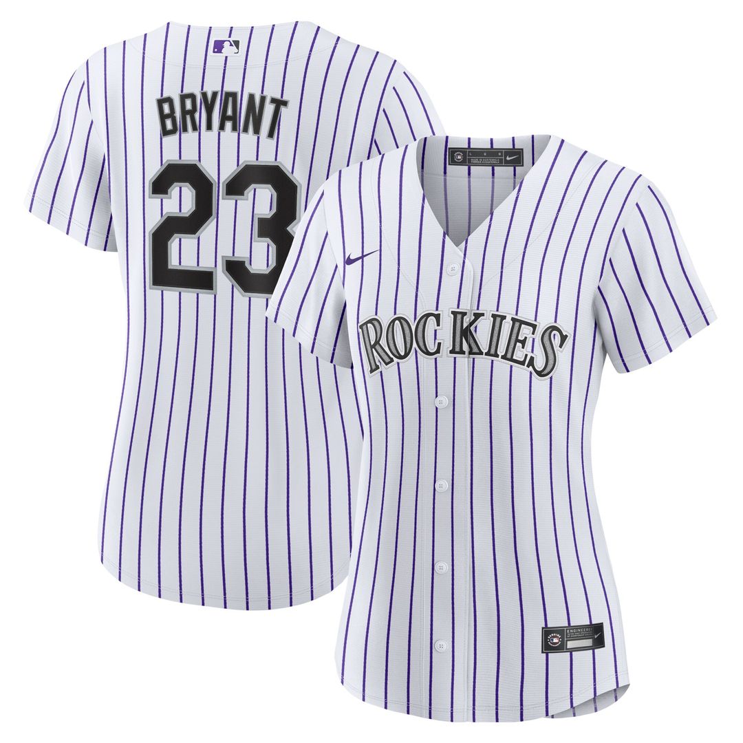 Colorado Rockies Kris Bryant Nike Women's Replica Jersey - White/Purple
