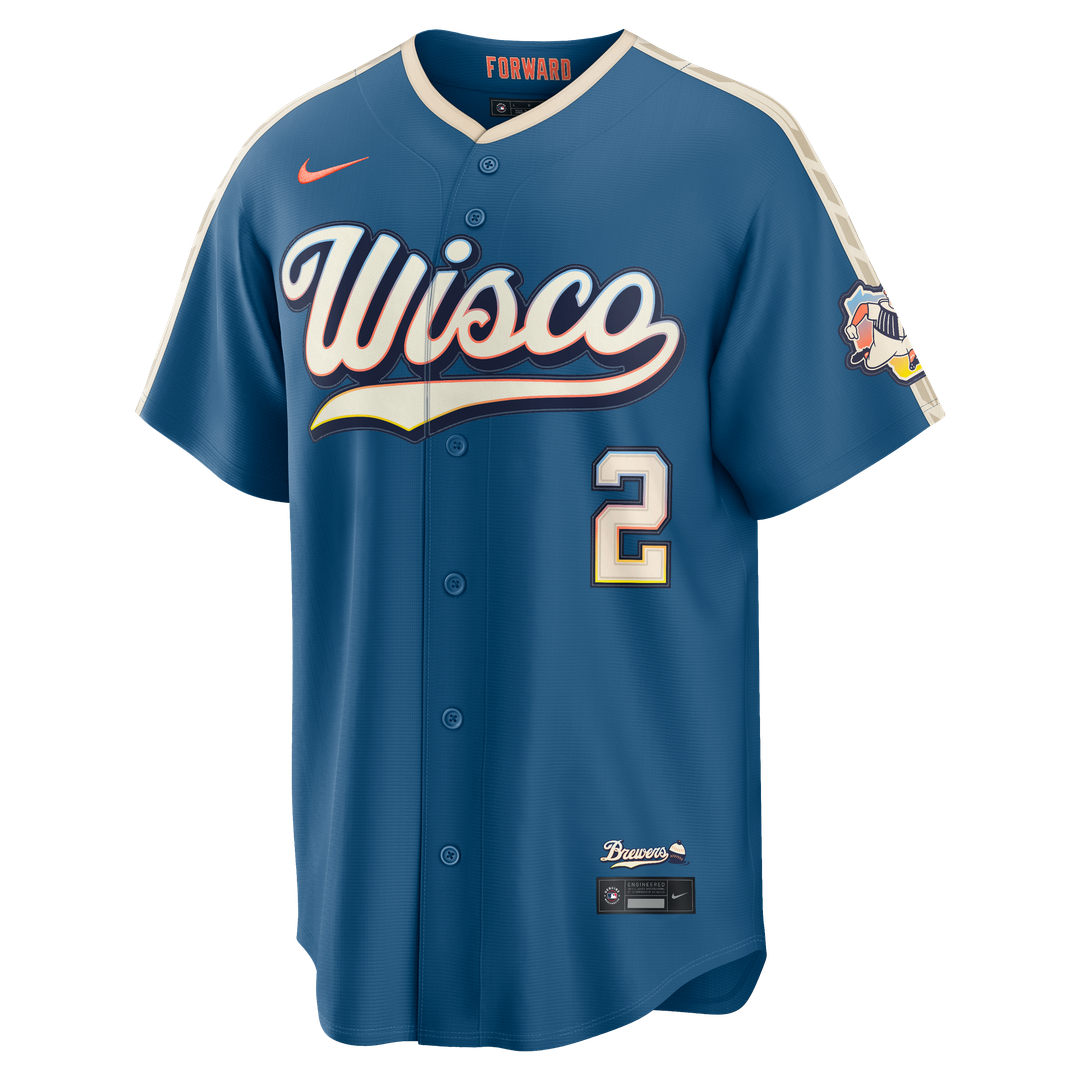 Milwaukee Brewers Brice Turang Nike 2026 City Connect Stadium Jersey - Mineral Blue